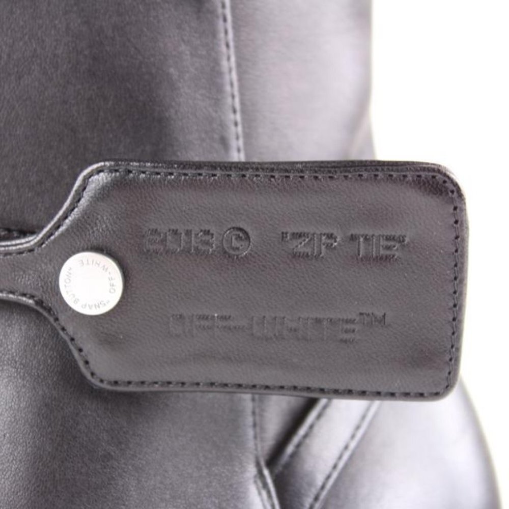 Off-White™ sz39 Black Leather Zip Tie Tag Ziptie - Picture 10 of 12